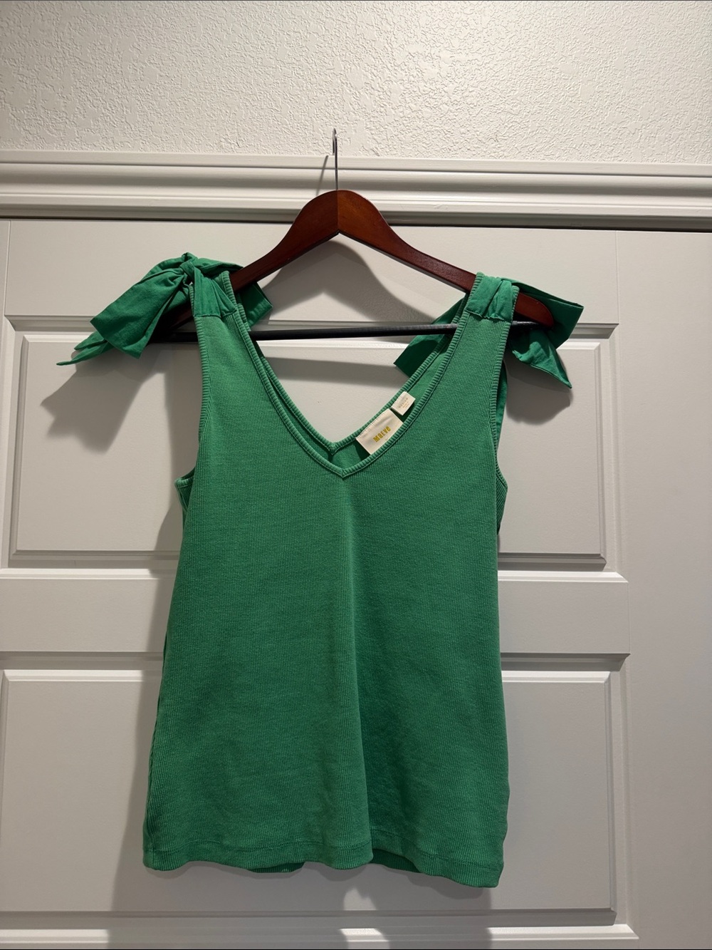 Maeve Green Tie-Shoulder V-Neck Tank